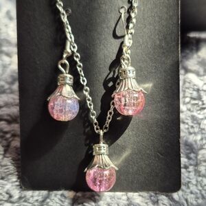 Elegant Pink and Silver Jewelry Set
